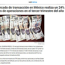 El mercado de transaccin en Mxico realiza un 24% menos de operaciones en el tercer trimestre del ao